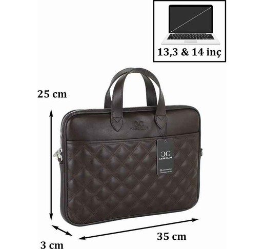 Case Club Tablet El Omuz Evrak Çantası Kapiton Desen 14 Inç Omuz Askılı görsel 2