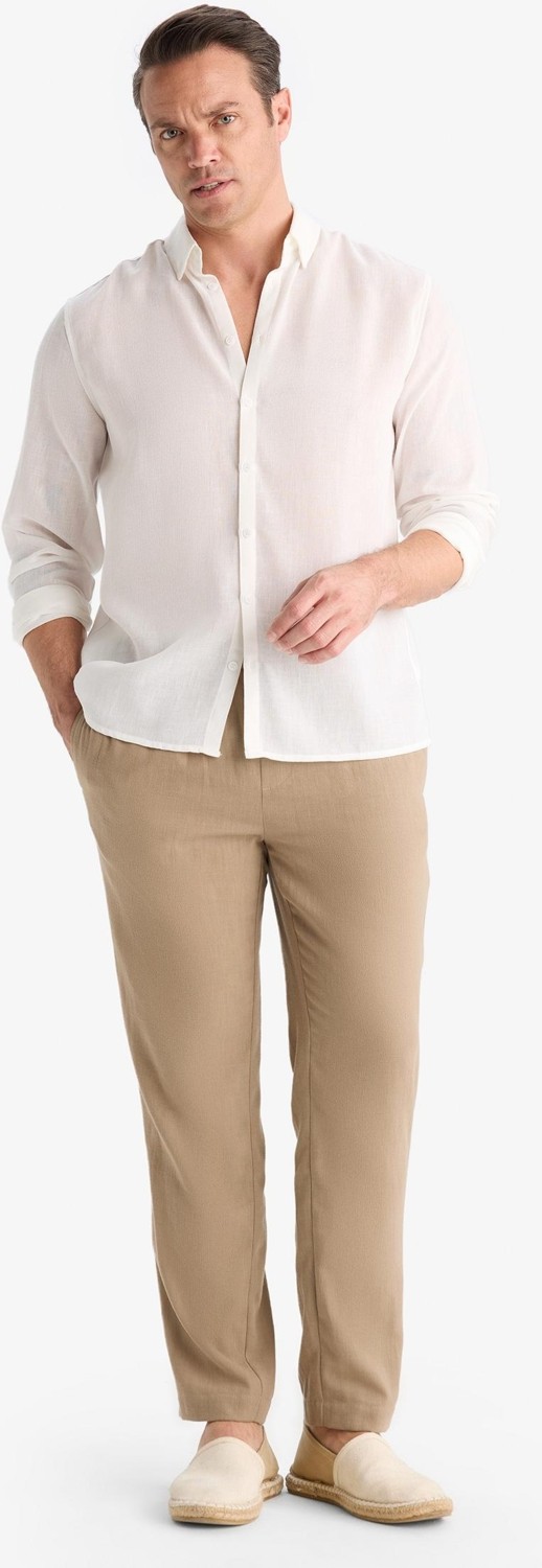 DeFacto Relax Fit Keten Görünümlü Beli Bağcıklı Lastikli Cepli Pantolon E4790AX25AU