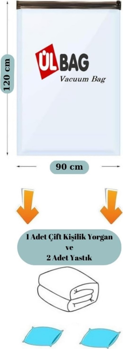 OEM (3 Adet) Büyük Boy (90 cm x 120 Cm) Yorgan,battaniye Baza Altı Için Vakumlu Poşet - Vakumlu Hurç - Vakumlu Torba