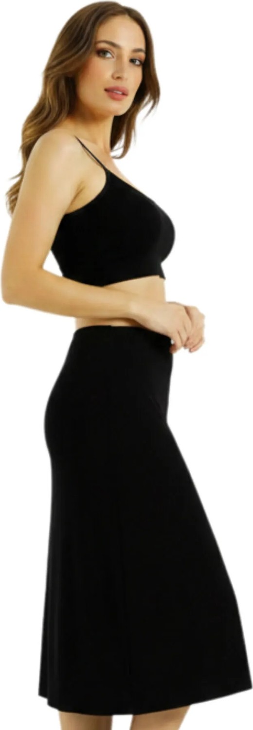 Love Dream Bambu Uzun Jüpon Etek Astarı Kadın 95% Bambu %5 Elastan Siyah Modeli görsel 6