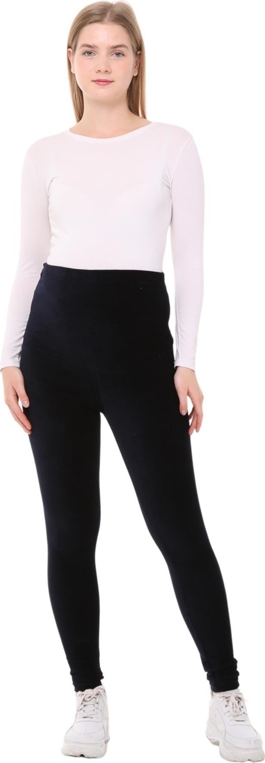 Luvmabelly MYRA8051 Beli Ayarlanabilir Kışlık Kadife Hamile Tayt -Lacivert görsel 3