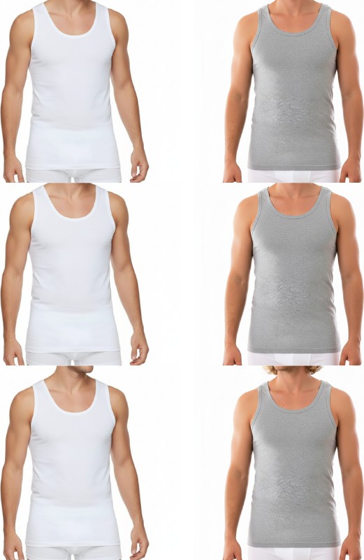 Süsen Lingerie 6 Adet Erkek Beyaz Atlet, Günlük Erkek Atlet, Erkek Penye Atlet
