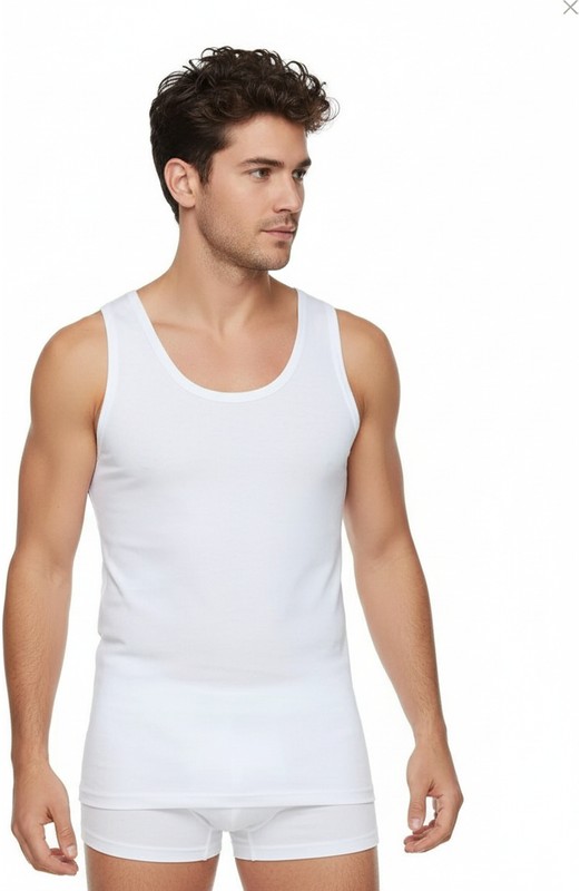 Süsen Lingerie 6 Adet Erkek Beyaz Atlet, Günlük Erkek Atlet, Erkek Penye Atlet görsel 5