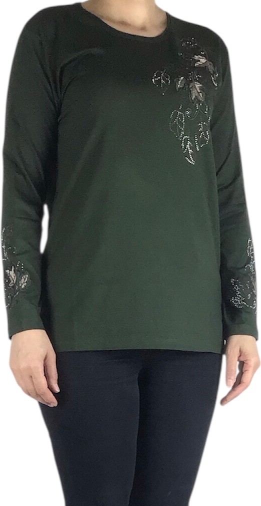 Ece Giyim Kadın Önü ve Kolları Işlemeli ve Taşlı Bluz görsel 8