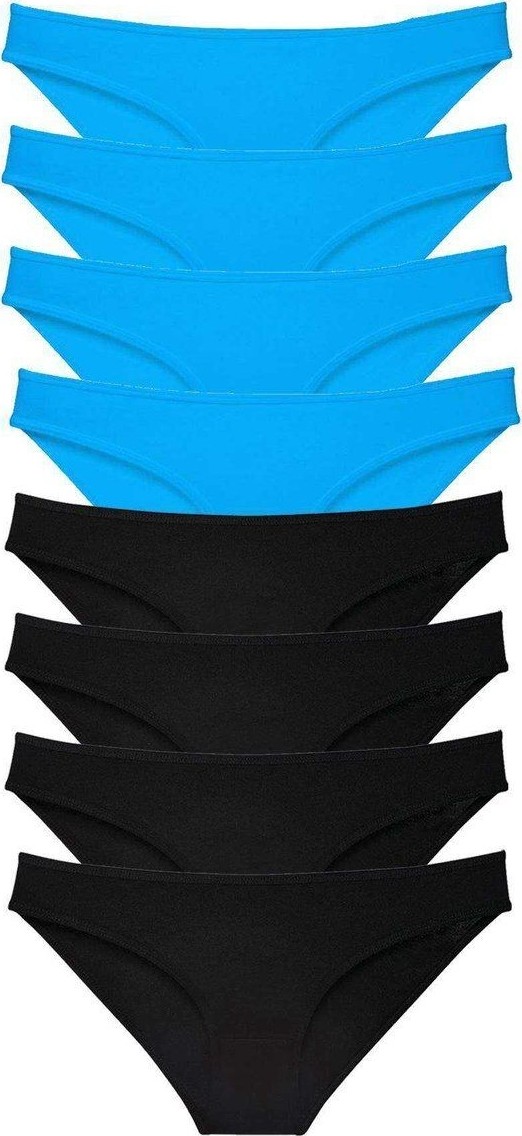 Kuzgun Ticaret 8 Adet Süper Eko Set Likralı Kadın Slip Külot Siyah ve Mavi