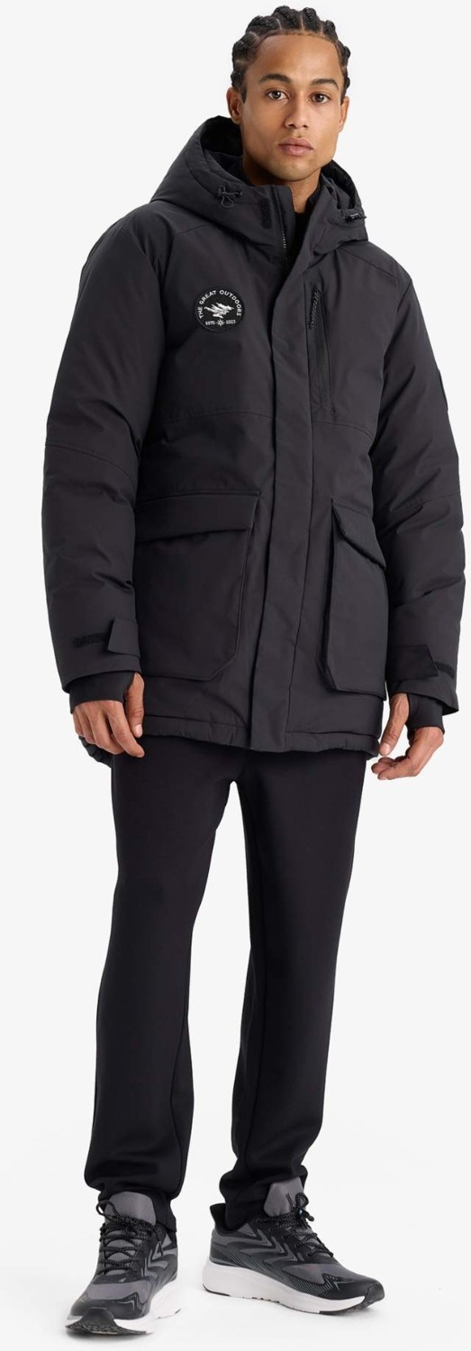 DeFacto Sıcak Tutan Su İtici Regular Fit Kapüşonlu Fermuarlı Rüzgar Geçirmez Parka Mont F3793AX25WN görsel 2