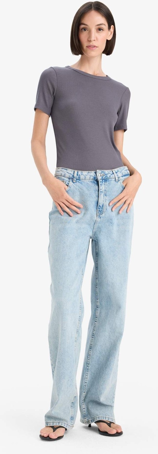 DeFacto Slim Fit Bisiklet Yaka Basic Fitilli Kısa Kollu Tişört C0097AX25AU görsel 8