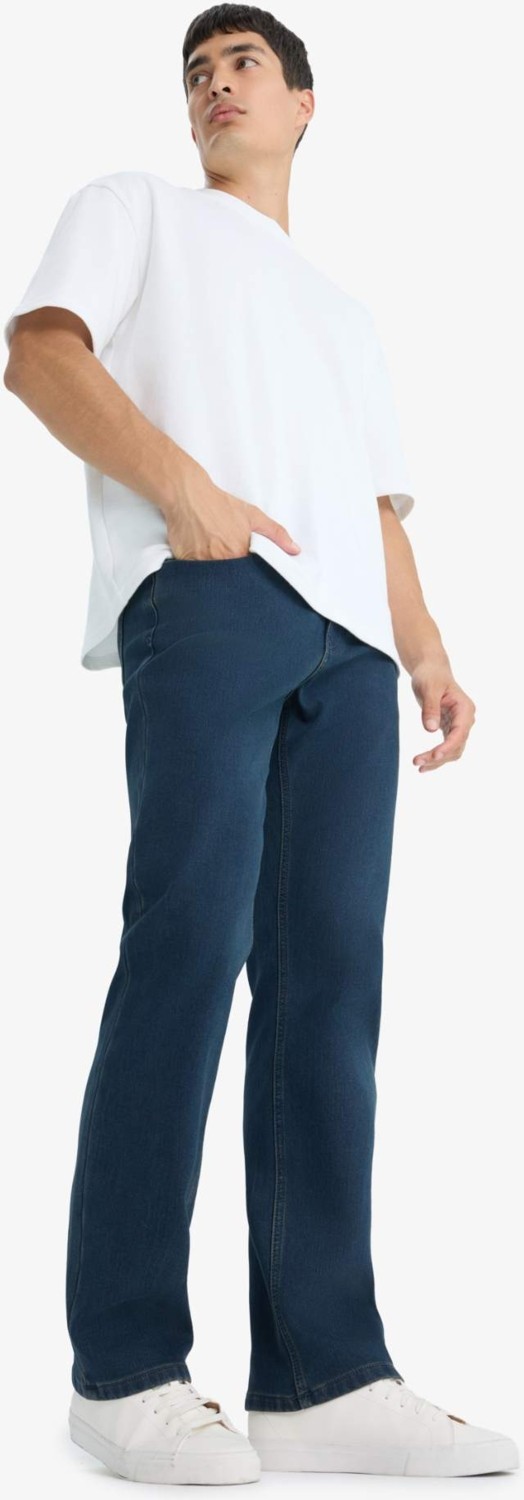 DeFacto Sıcak Tutan Diago Comfort Fit Yüksek Bel Geniş Paça Düz Paça Termal Polarlı Jean Pantolon V0796AZ25WN görsel 4