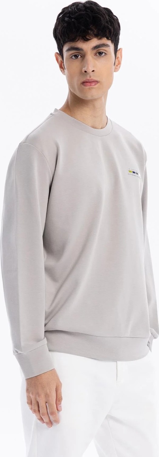 gmg firenze Bisiklet Yaka Göğsü Nakış Detaylı Colour Block Baskılı Erkek Sweatshirt görsel 2
