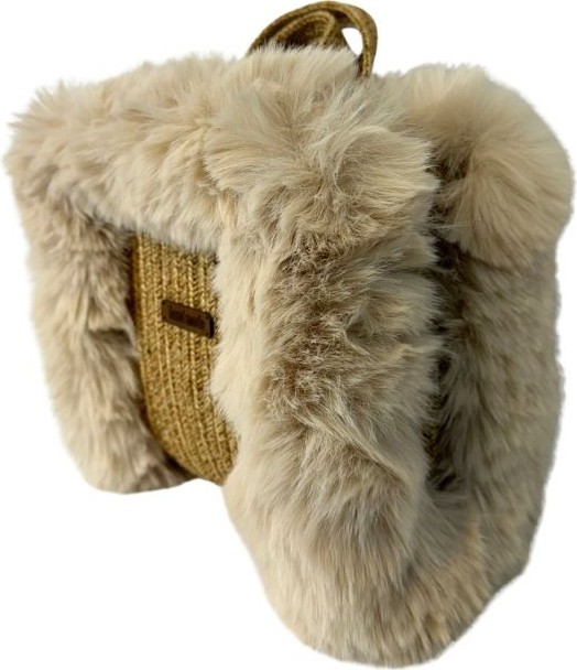Uretti - Ayşe 4723 4953 El Yapımı Peluş Kürklü Model Tress Ip El Çantası / 22 cm x 23 cm görsel 5
