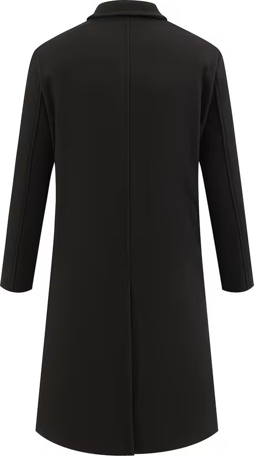 Mero Life Erkek Siyah Dar Kesim Uzun Yün Karışımlı Kaşe Palto %80 Polyester %20 Pamuk Kalın Yapı görsel 2