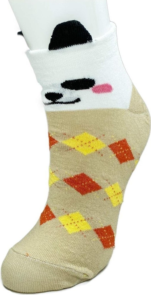 Mbb E-Ticaret 3 Çift Köpek Temalı 3 Boyutlu Kulaklı Pamuk Ekose Kadın Bilek Çorap görsel 4