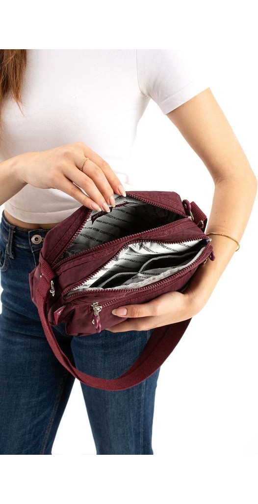 Baginn Kadın Postacı Çanta Hafif Klinkır Kumaş Çok Cepli Çapraz Askılı Omuz Çantası 24*16 cm Günlük Çanta görsel 4