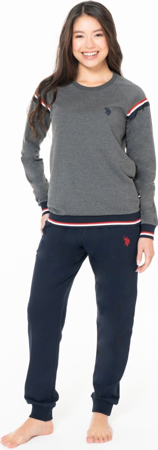 U.s Polo Assn. 20118 Kadın Uzun Kollu Bisiklet Yaka Paçası Bantlı Rahat Ev Giyim-Ekru