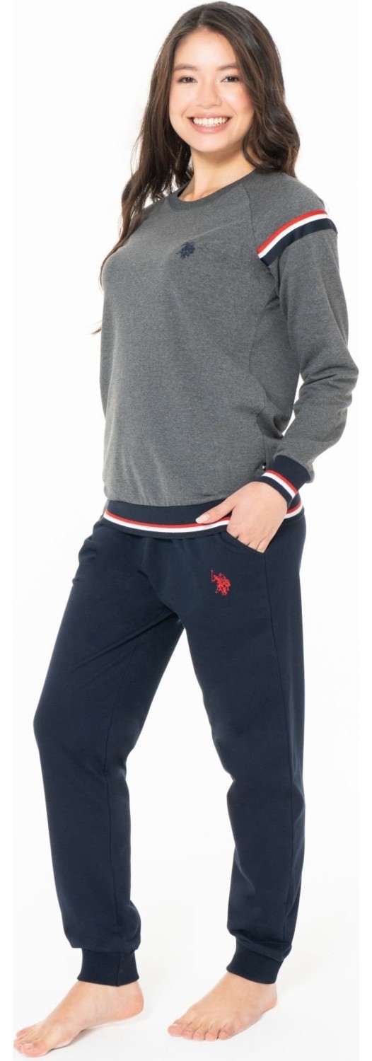 U.s Polo Assn. 20118 Kadın Uzun Kollu Bisiklet Yaka Paçası Bantlı Rahat Ev Giyim-Ekru görsel 6