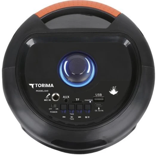 Resim Torima Bluetooth Hoparlör Rgb Işıklı Mikrofonlu Taşınabilir Speaker D41 Siyah 