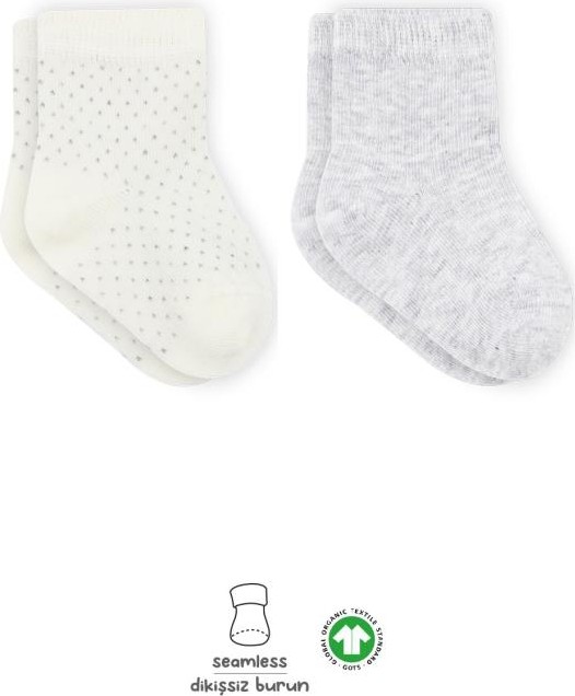 Akıllı Bayi Puan Derby Penye Soket Çorap 2'li BS10103 Gri Ekru