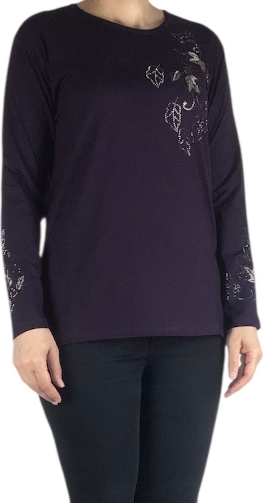 Ece Giyim Kadın Önü ve Kolları Işlemeli ve Taşlı Bluz görsel 4