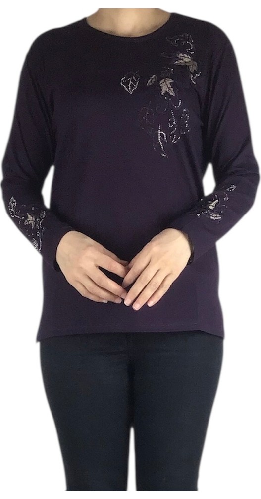 Ece Giyim Kadın Önü ve Kolları Işlemeli ve Taşlı Bluz görsel 5