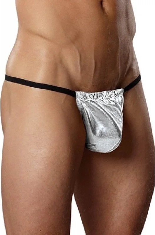 Beruflic Fantazi Gümüş Renk Lame Erkek String-Tanga Under Moda