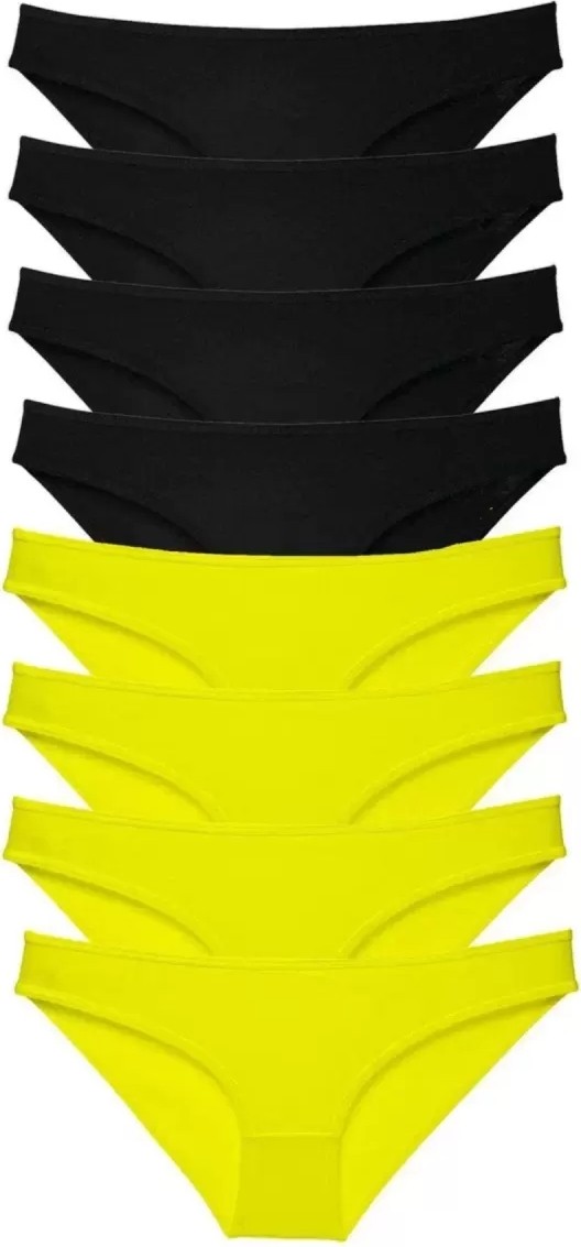 Royaleks 8 Adet Süper Eko Set Likralı Kadın Slip Külot Sarı Siyah