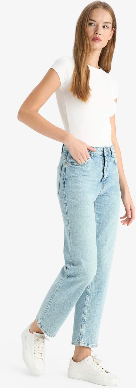 DeFacto Comfort Straight Normal Bel Bilek Boy Jean Yıkamalı Pantolon G2215AX25WN görsel 4