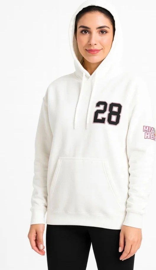 Üç Iplik Kapüşonlu Ön ve Arka Baskılı Sweatshirt Hoodie - Beyaz görsel 2