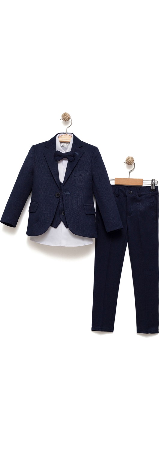 Merdia Kids Erkek Çocuk Ceketli Smokin Takım Elbise Ceket, Pantolon, Yelek, Gömlek ve Papyon görsel 8