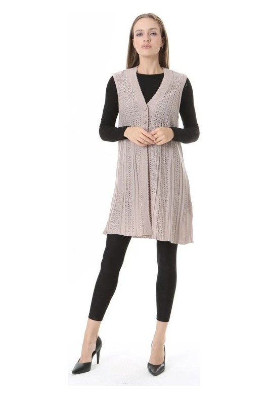Fresh Moda Kadın Triko Mevsimlik Araboy Merserize Büyük Beden Anne Yelek görsel 5