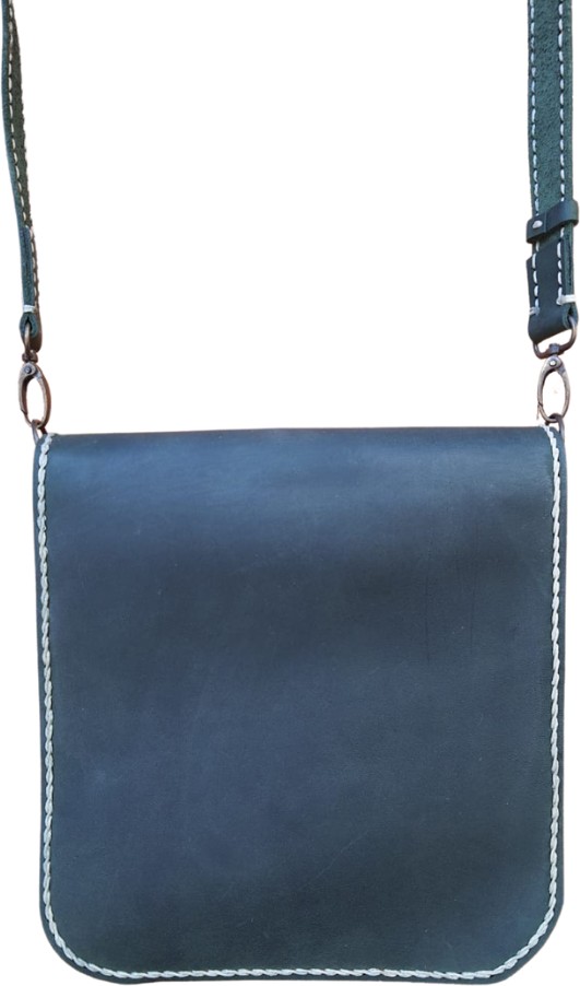 Semiramis Artemis Model Hakiki Deri El Yapımı Yeşil Unisex Tek Körüklü Küçük Postacı Çantası Vintage Model