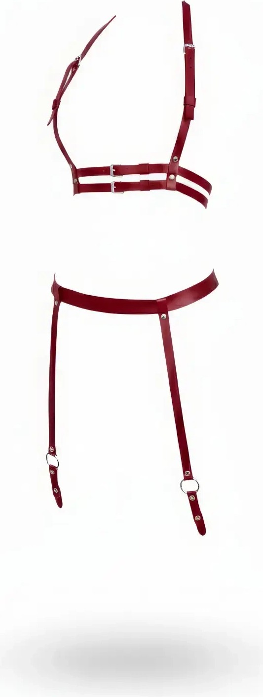 MTM My The Mall Giyim Bordo Harness Takım Deri Şeritli Ayarlanabilir Jartiyerli - BRF232