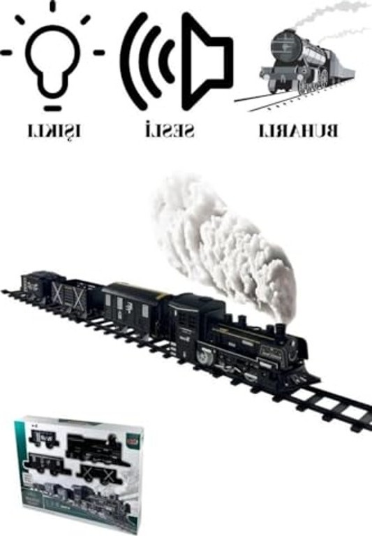 Aesco Sesli ve Işıklı Buharlı Tren Seti, Çocuklar Için Eğlenceli Oyun görsel 2