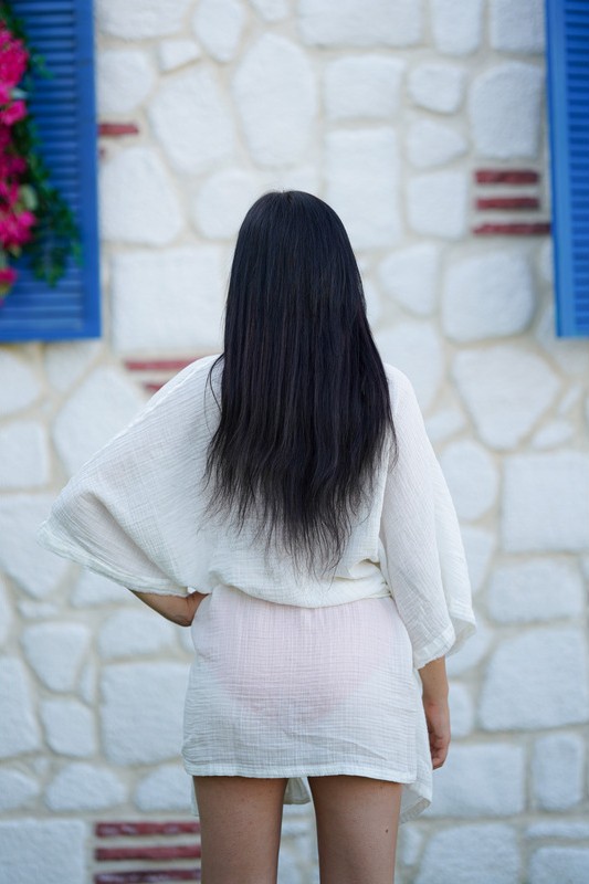 Phuti Müslin Kısa Kimono görsel 3