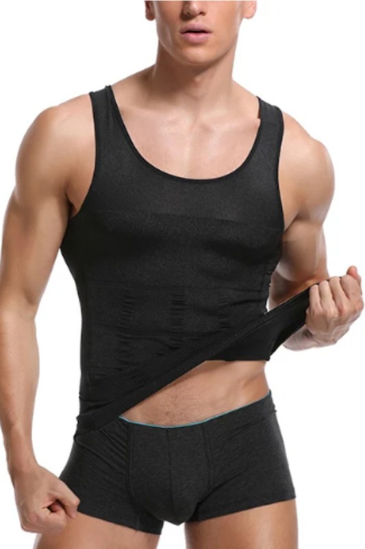 Fitform Giyim Erkek Atlet Korse Bel Göğüs Göbek Toparlayıcı Siyah Korse görsel 2