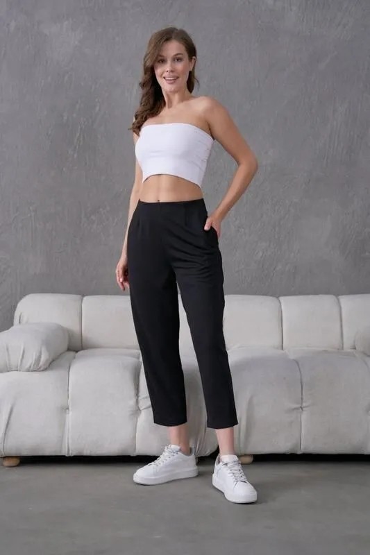Muzotex Ithal Krep Kumaş Şalvar Model Cepli Balon Pantolon