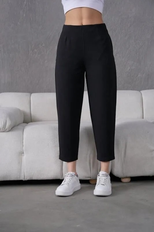 Muzotex Ithal Krep Kumaş Şalvar Model Cepli Balon Pantolon görsel 6