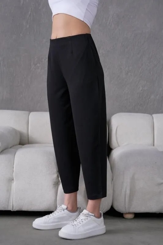 Muzotex Ithal Krep Kumaş Şalvar Model Cepli Balon Pantolon görsel 7