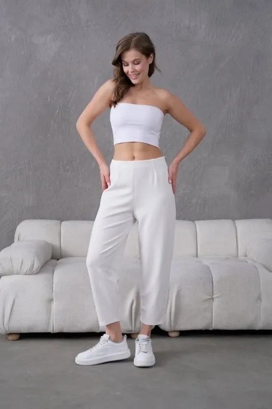 Muzotex Ithal Krep Kumaş Şalvar Model Cepli Balon Pantolon