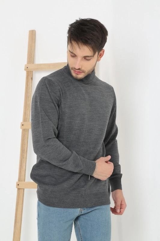 MidasTech Yarım Balıkçı Yaka Triko Kazak - Füme görsel 2