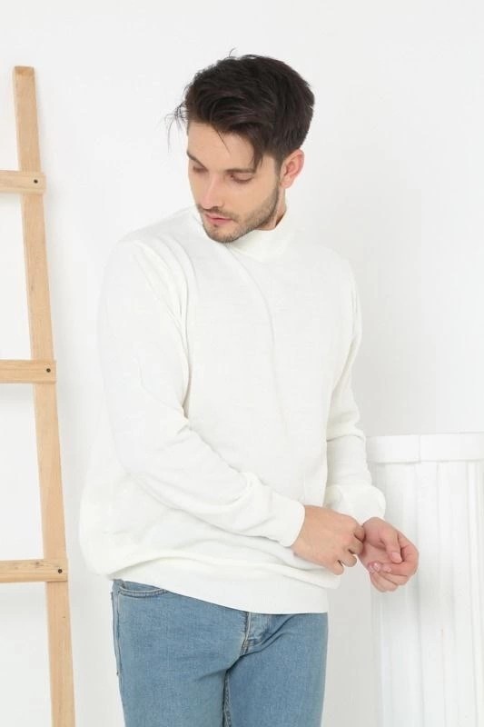 MidasTech Yarım Balıkçı Yaka Triko Kazak - Beyaz görsel 2
