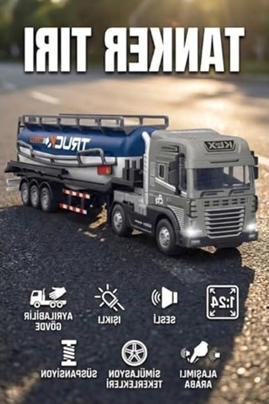 Aesco Işıklı ve Sesli Oyuncak Tanker Tırı, 1:24 Ölçek Diecast Model