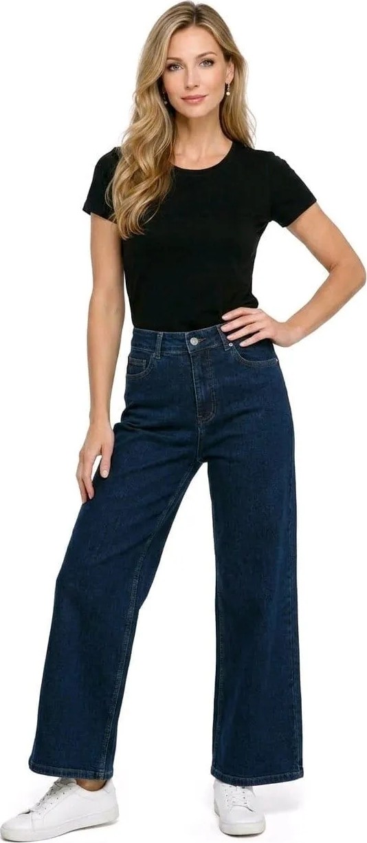 Hies Salaş Palazzo Kot Pantolon - Denim Kumaş Likralı ,Bol Paça Kadın Jeans