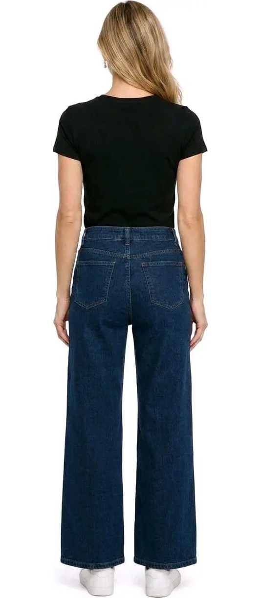 Hies Salaş Palazzo Kot Pantolon - Denim Kumaş Likralı ,Bol Paça Kadın Jeans görsel 4