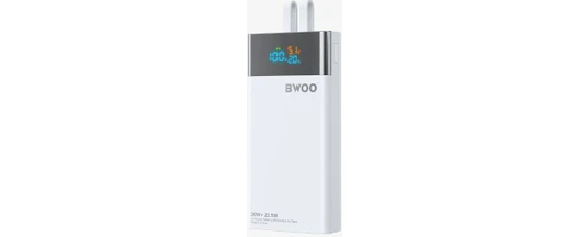 Resim Bwoo 20000 Mah Göstergeli Taşınabilir Hızlı Şarj Cihazı Dahili Type-C ve Lightning Kablolu 