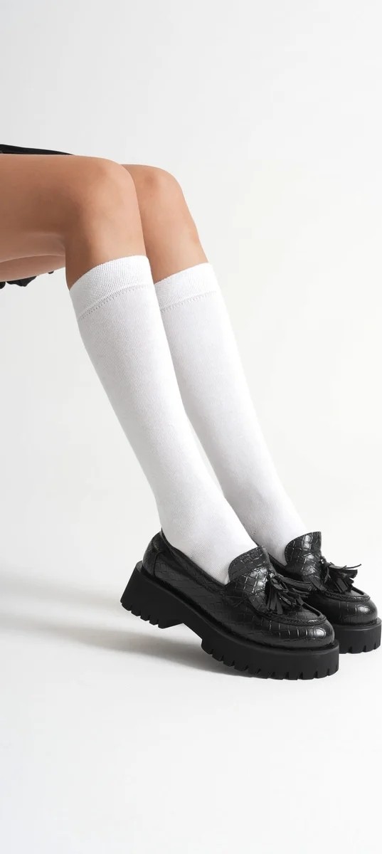 Fantastik Store Kadın Günlük Siyah Kroko Baskılı Loafer Ayakkabı TR10MS03G görsel 3