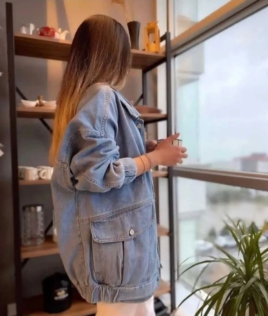 Hanope Kadın Oversize Mavi Kot Ceket görsel 2