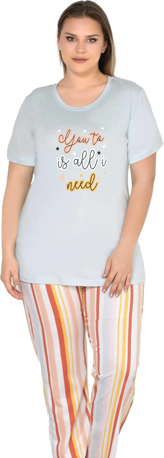 Alperi Büyük Beden Battal Kısa Kol Pijama Takımı Alperi B78-109
