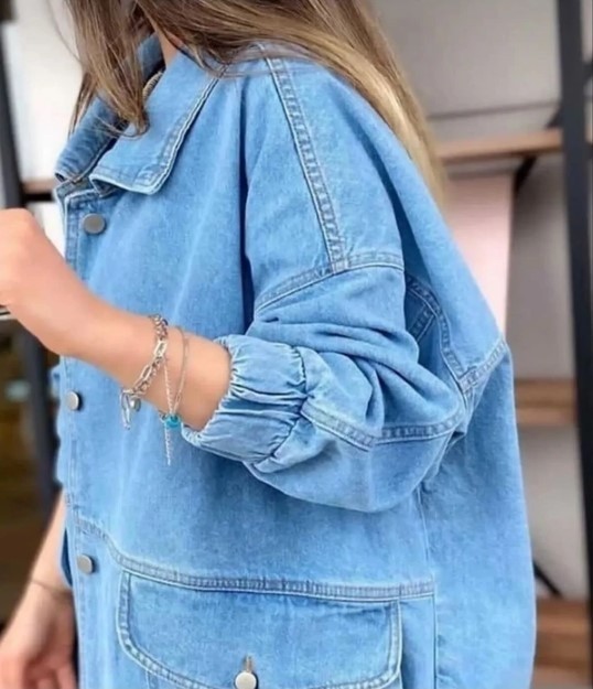 Hanope Kadın Oversize Mavi Kot Ceket görsel 3