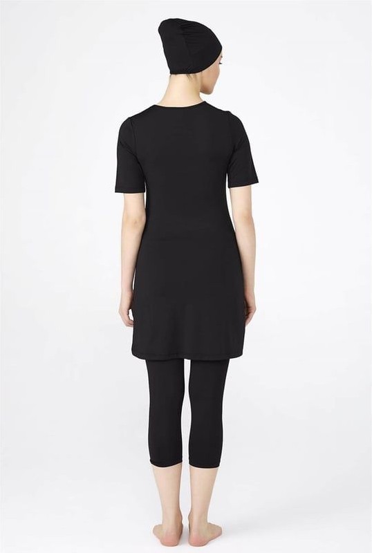 Deep Beach Dizaltı Taytlı Kısa kollu Tankini Mayo boneli Bikini Takımı görsel 6