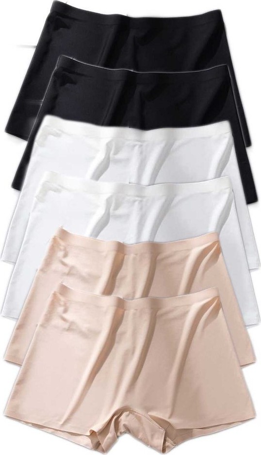 Sungur's Store 6 Adet Kadın Dikişsiz Görünmez Iz Yapmaz Mini Şort Boxer Siyah Beyaz Ten görsel 2